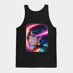 Charming Cuteness: Embrace the Irresistible Anime Girl Cute Kawaii Vibe Cyberpunk Galaxy Space Universe Tank Top